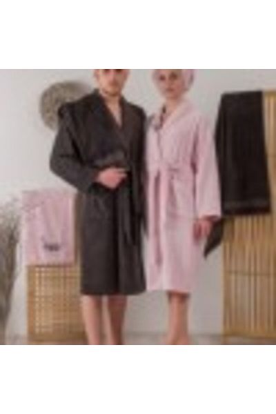 Cotton Box Set matrimonial bambus si bumbac, Cotton Box, Pink/Antracit