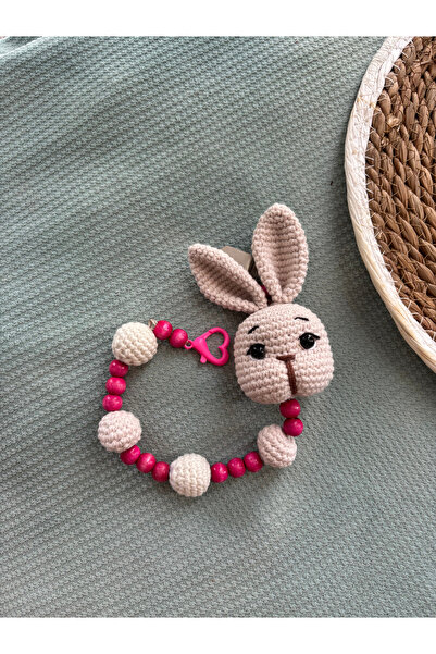 Aia&Co Amigurumi Tavşan Uyku Arkadaşı Çıngırak ve Emzik Zinciri El İşi Örgü