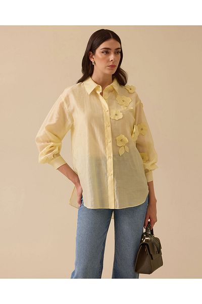SEÇİL Floral Appliqué Buttoned Shirt