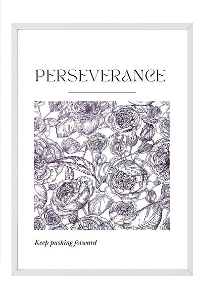 Postifull White Framed Painting, Flowers, Text, Illustration, Black and White Color Poster, 2025 Summer Selection,