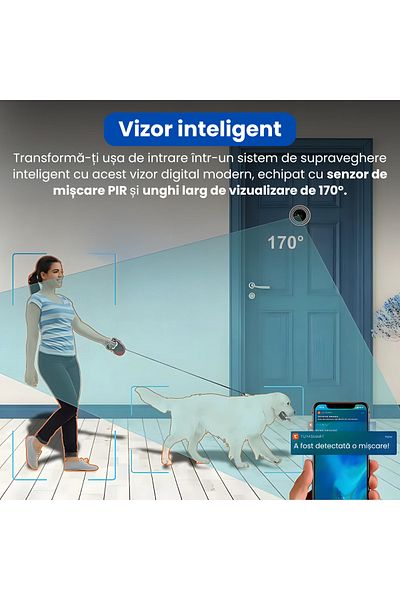 Spionescu Smart door viewer with 1080P video camera, dual band 2.4G/5G WiFi, PIR motion sensor, two-way audio
