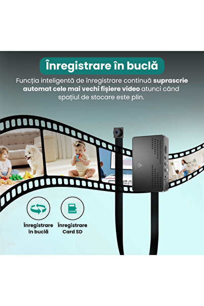 Spionescu Mini cameră de supraveghere, 1080P, detectare mișcare, baterie 2600mAh, DIY, telecomandă wireless
