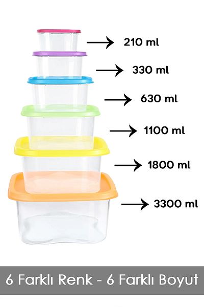Meleni Home Set of 12 Square Food Storage Containers - Deep Freezer Microwave Compatible Storage Container Colorful