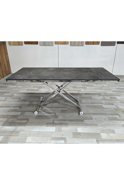 SEHPAM AKILLI Yan Baştan Açılır Akıllı Yemek Masası Oval Mdf Tabla Alt Mekanizma Metal Krom Kaplama