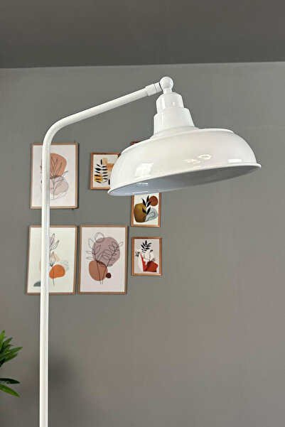 Bamyum Beyaz Lambader Düz Gövde Hareketli Başlık Modern Metal Oturma Odası Çalışma Odası Zemin Lambası