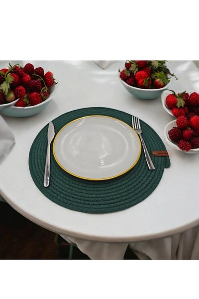 Wood Design American Service Runner 6-Piece Presentation Supla Green Set Knitted Plate Bottom Fireproof 31 cm