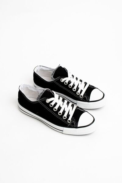 Pembe Potin Unisex Black Linen Convers Model Sneaker Linen Sports Shoes