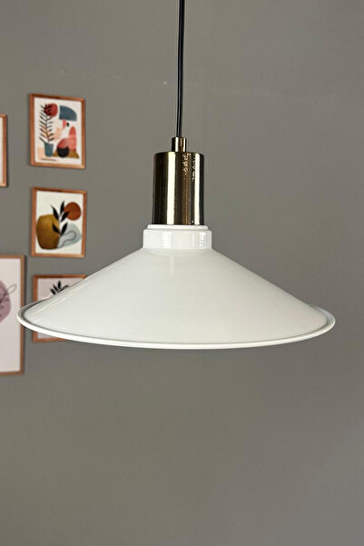 Bamyum Benjamin Beyaz Metal Avize Kalın Eskitme Fener Başlık Rustik Cafe Mutfak Modern Dekoratif Sarkıt