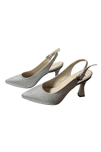 Lion Back Open Stone Evening Shoes