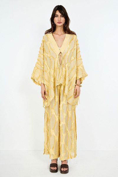boneqa barcelona Yellow Jacquard Trousers