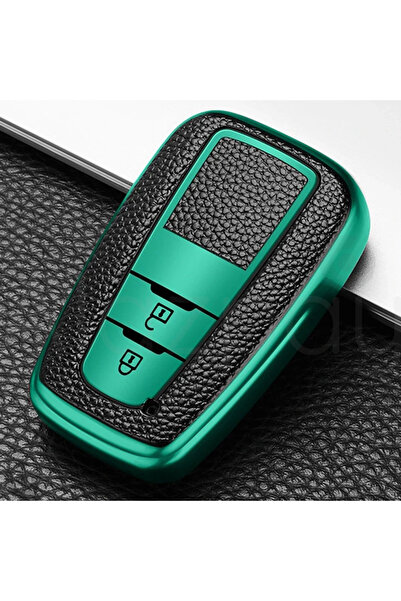 Alazpay Husă pentru chei din TPU cu aspect de piele pentru Toyota C-HR Coroll...