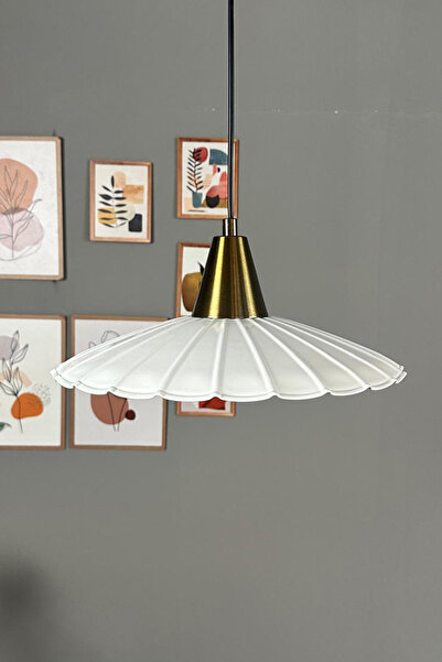 Bamyum Risso Beyaz Metal Avize Eskitme Plafonyer Başlık Tekli Rustik Cafe Modern Sarkıt Aydınlatma