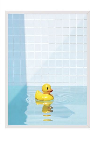 Postifull White Framed Poster, Yellow Duck, Photo, Yellow Color Poster, 2025 Summer Selection, No:109612