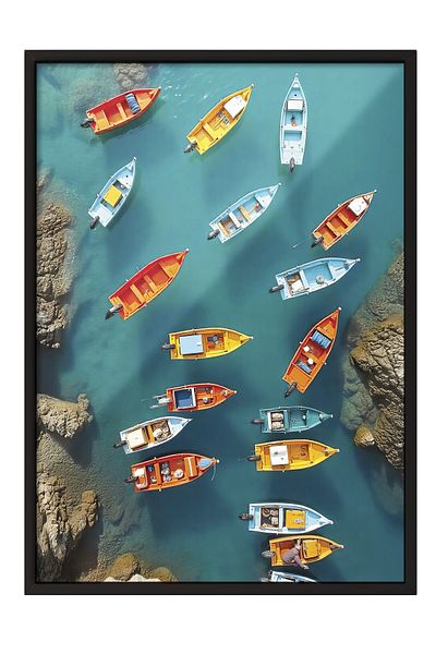 Postifull Black Framed Poster Painting, Colorful Sandals, Photo, Maximalist, Blue Color Poster, Choose Summer 2025