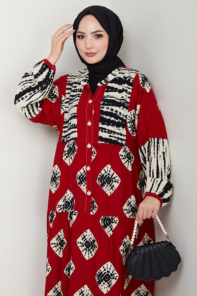 InStyle Striped Punto Pattern Viscose Dress Red