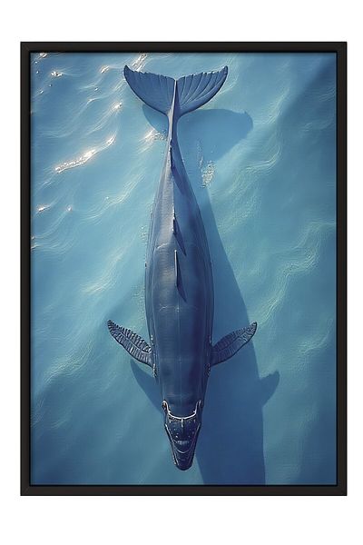Postifull Black Framed Poster, Big Whale, Photo, Blue Color Poster, 2025 Summer Selection, No:109636