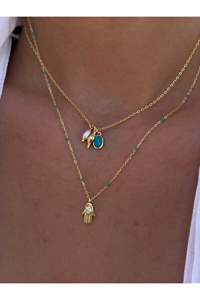 Sade Accessory Turkuaz Taşlı El Kolye