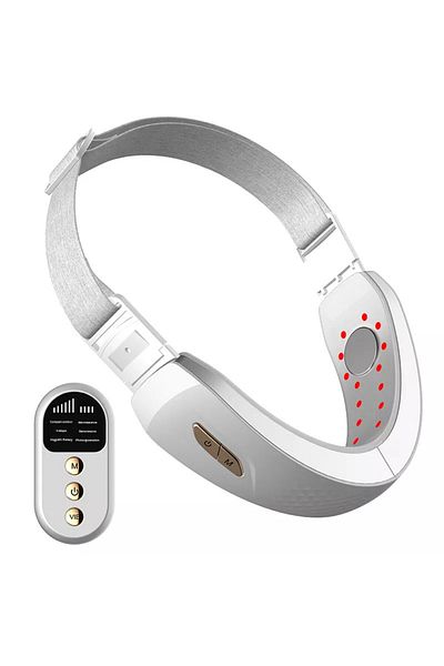 Influential Tech Dispozitiv de slăbire facială V-Model, EMS, infraroșu, încălzire, 10 niveluri, telecomandă, 750mAh, alb