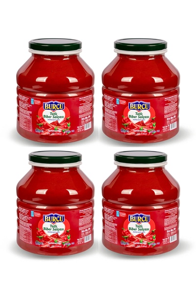 BURCU Ev Tipi Yüksek Kalite Tatlı Biber Salçası CamPet 3200 gram 4 lü Paket
