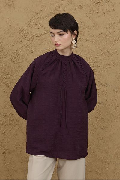 Fahhar Buttonhole Detailed Shirt Plum