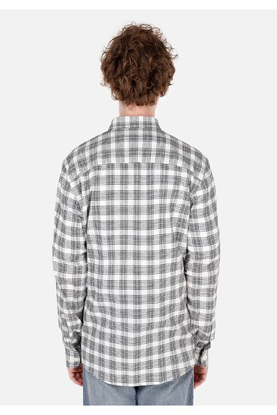 Colin's Slim Fit Shirt Neck Plaid Men's Ecru Long Sleeve Shirt