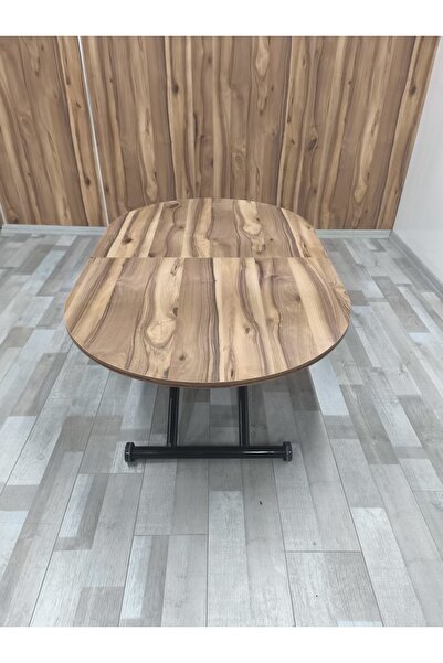 SEHPAM AKILLI Ortadan Açılır Akıllı Yemek Masası Oval Mdf Tabla Alt Mekanizma Metal Siyah Renk