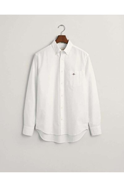 Gant Men's White Regular Fit Buttoned Collar Oxford Shirt