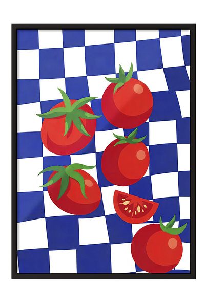 Postifull Black Framed Poster, Tomatoes, Illustration, Red Color Poster, Summer Selection 2025, No:109623