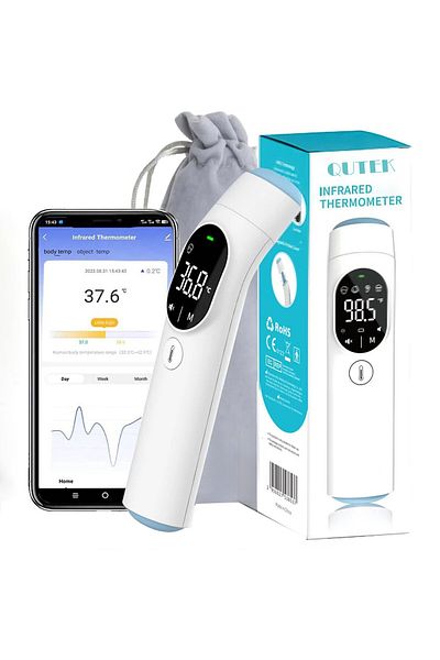 QuTek QuTek™ Digital Thermometer, Infrared, Bluetooth, Non-Contact, Forehead, Ear Temperature Measurement