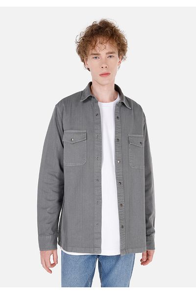 Colin's Comfort Fit Shirt Neck Plain Men's Gray Long Sleeve Shirt