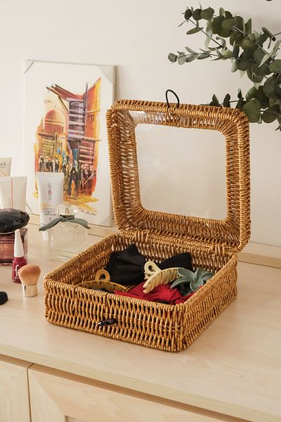 AVANTAGE HOME Mathilda - Rattan Lid Storage Box, Organizer, Organizer, Jewelry Box