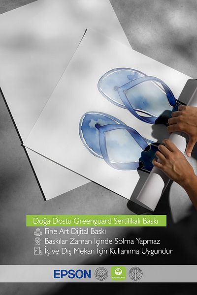 Postifull White Framed Poster Painting, Blue Flip Flops, Illustration, Blue Color Poster, 2025 Summer Choose