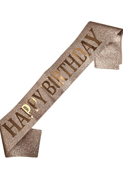 Adana Pasta Malzemeleri KUŞAK SİMLİ HAPPY BIRTHDAY BRS-4145 ROSE GOLD