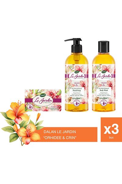 Dalan Le Jardin Orchid - Lily Set: Solid, Liquid Soap and Shower Gel with Orchid and Lily Scent