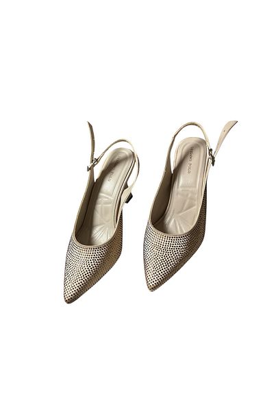Lion Back Open Stone Evening Shoes