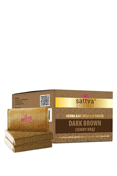 sattva Vopsea Henna Saten Inchis Sattva Ayurveda - Naturala, 3 Calupuri cu Un...