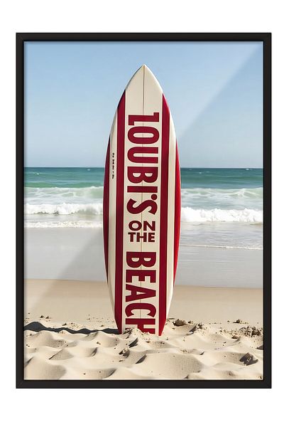 Postifull Black Framed Poster Painting, Surfboard, Photo, Red Color Poster, 2025 Summer Selection, No:1095