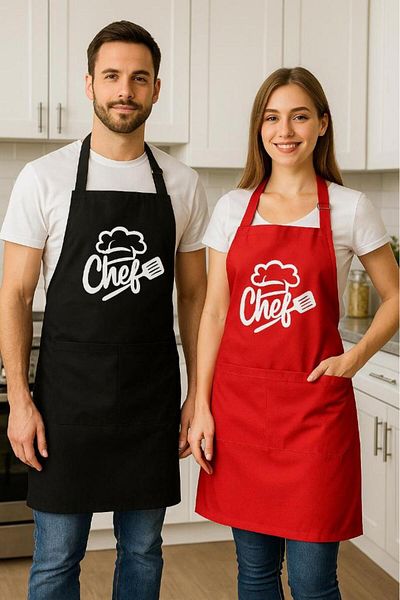 Miabella Home Double Chef Kitchen Apron Cook Apron Set of 2 Chef Cook Apron Double Apron Durable Fabric Stain Resistant