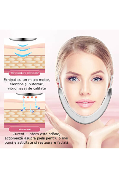Influential Tech Dispozitiv de slăbire facială V-Model, EMS, infraroșu, încălzire, 10 niveluri, telecomandă, 750mAh, alb