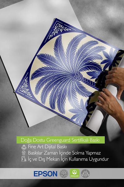 Postifull Poster cu cadru negru, palmieri, ilustrație, poster de culoare albastră, selecție de vară 2025, NR: 10955