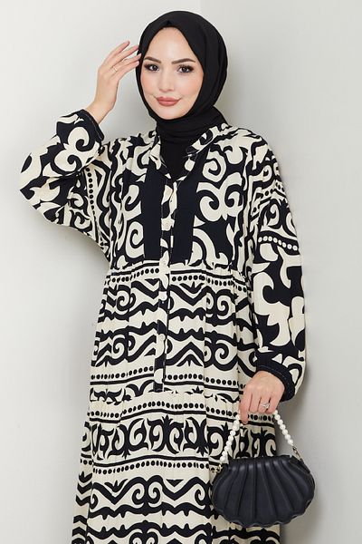 InStyle Authentic Bohemian Viscose Dress Black