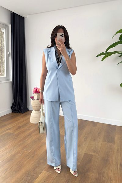 BİRCANÇİL Remy Baby Blue Vest Pants Set