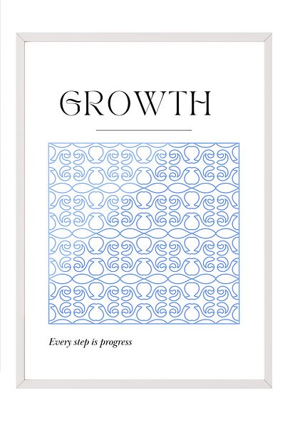 Postifull White Framed Painting, Pattern,, Illustration, Minimalist, Blue, White Color Poster, 2025 Summer Selection,