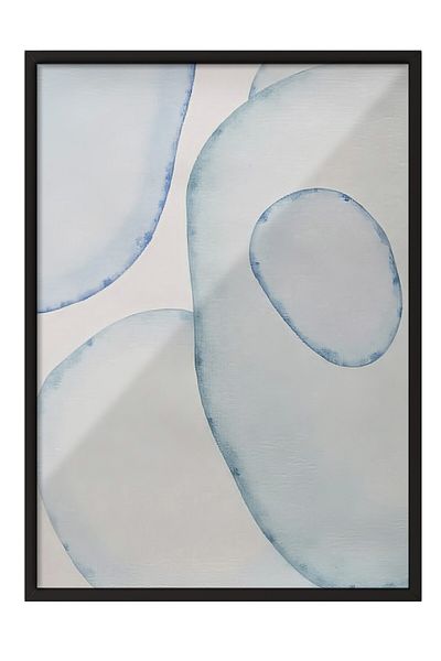 Postifull Black Framed Poster, Abstract Circles - 1, Oil Painting, Blue Color Poster, 2025 Summer Selection, No:10967