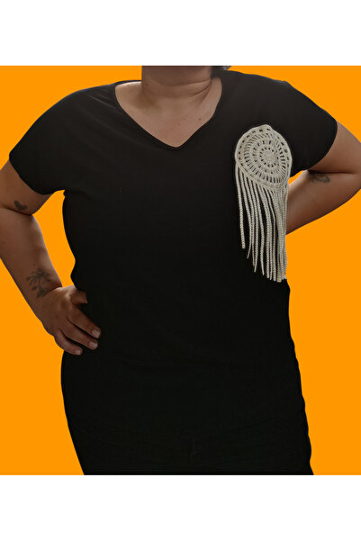 Barato Μπλουζάκι Premium από βαμβακερό ύφασμα με λεπτομέρεια πλεκτού και φούντας με λαιμόκοψη σε σχήμα V