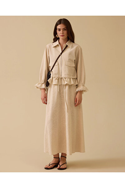 SCL Keten Görünümlü Fırfır Detaylı Ceket