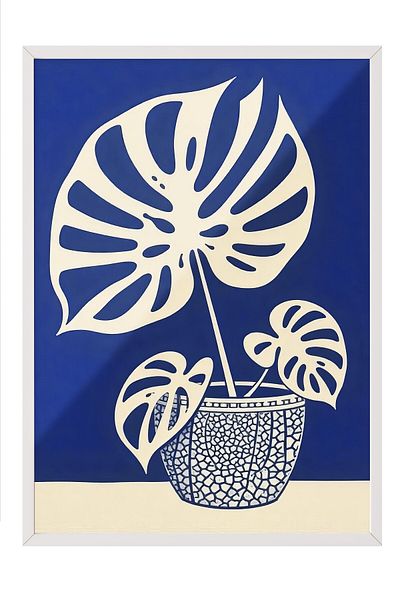 Postifull Poster cu cadru alb, plantă albastră, ilustrație, poster de culoare albastră, selecție de vară 2025, NR:109591