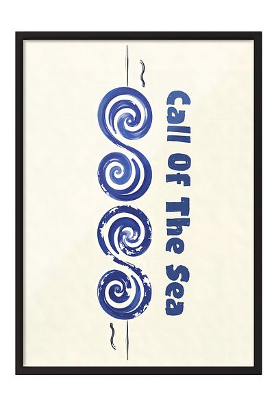 Postifull Black Framed Poster, Call of the Sea, Illustration, Blue Color Poster, 2025 Summer Selection, No:109565