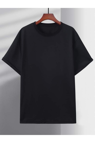 JustBS Tricou negru obișnuit pentru bărbați