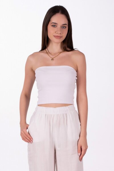 BARRELS AND OIL Lycra Strapless Body - White